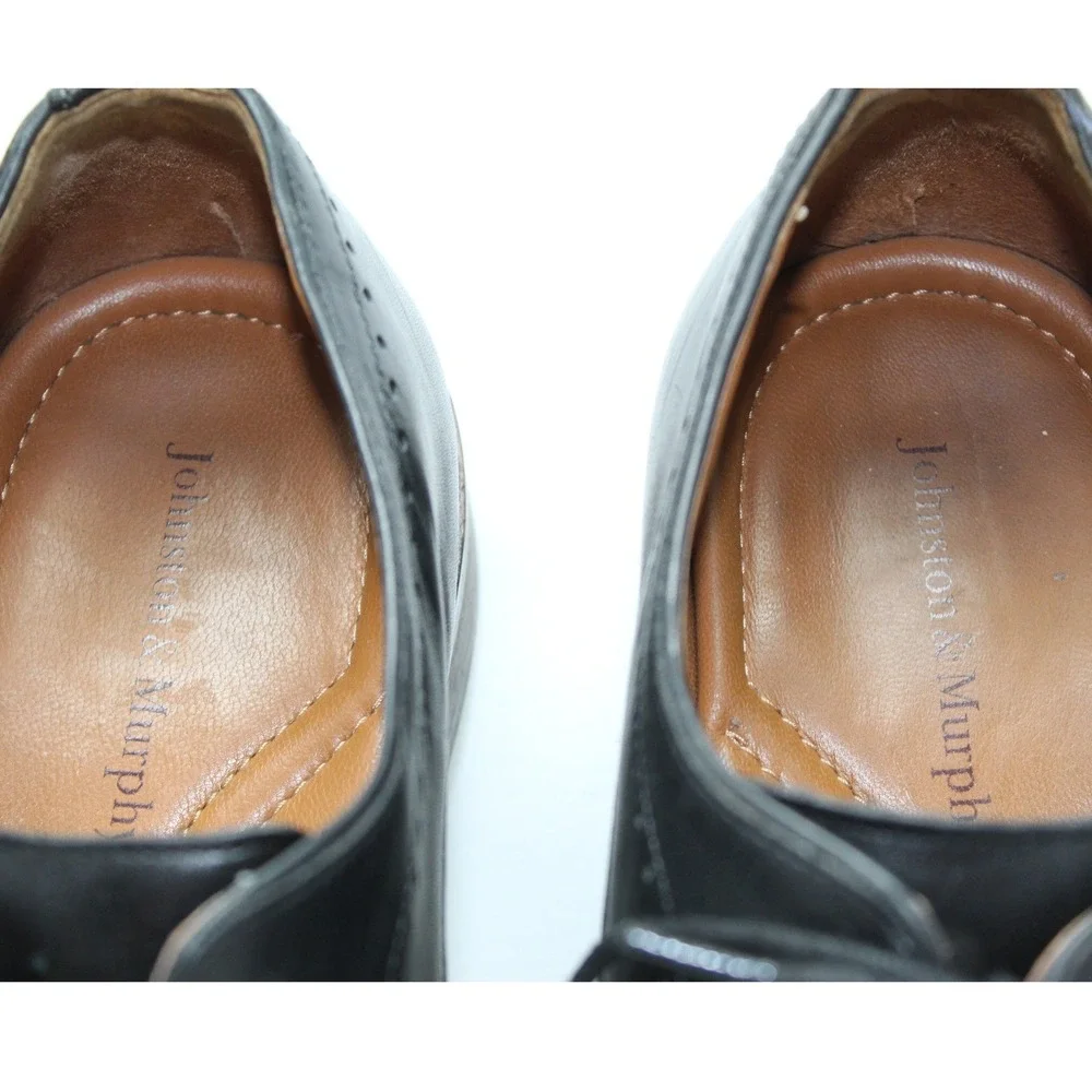 Johnston & Murphy Mens Black Leather Cap Toe‎ Derby Dress Shoes 59-2541 Size 9M
